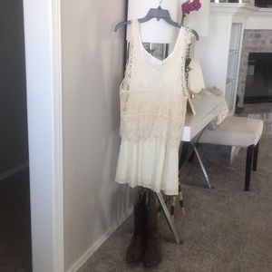NWT cream lace and crochet tunic or short dress
